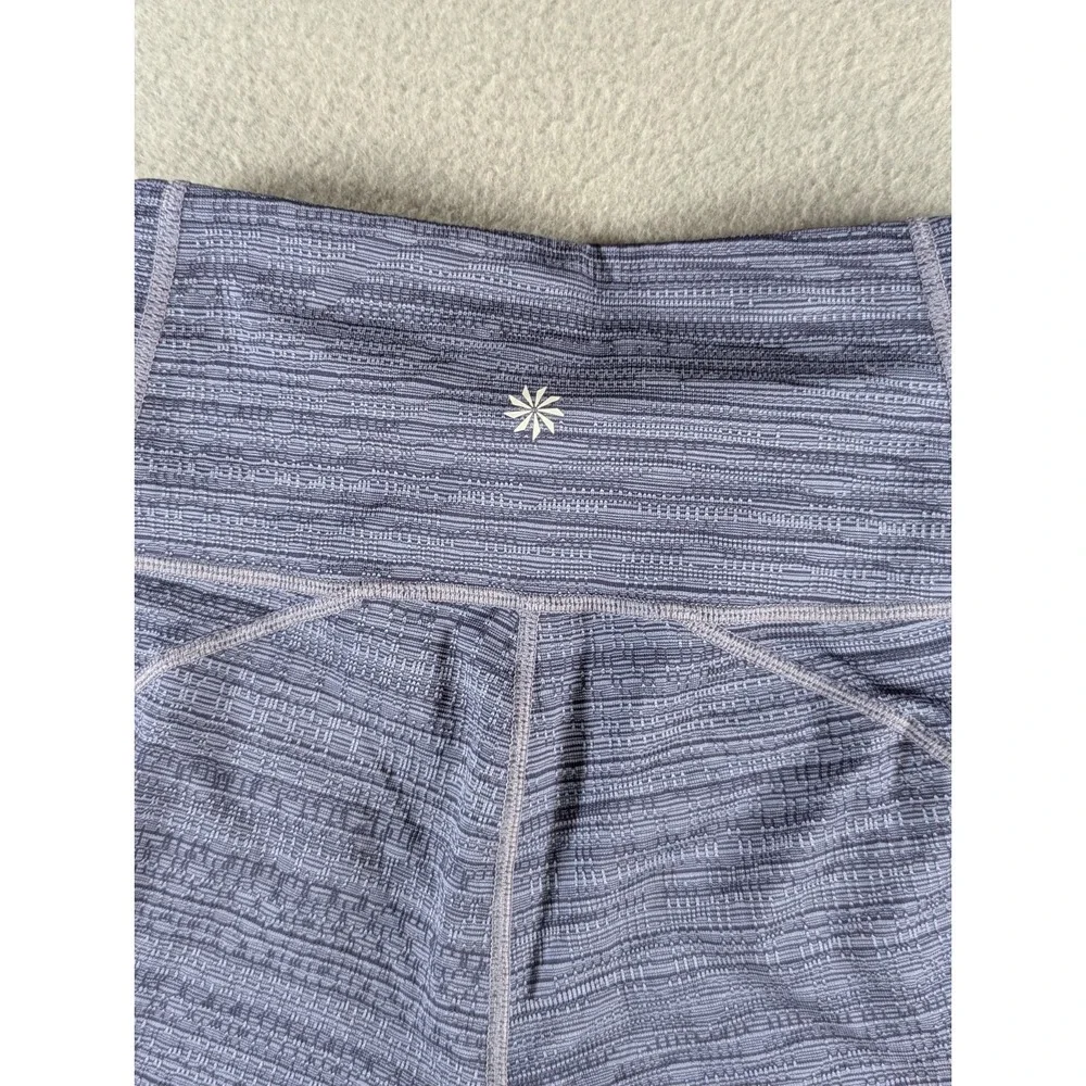 ATHLETA ULTIMATE STASH POCKET PRINTED CAPRI LEGGINGS BLUE XXS